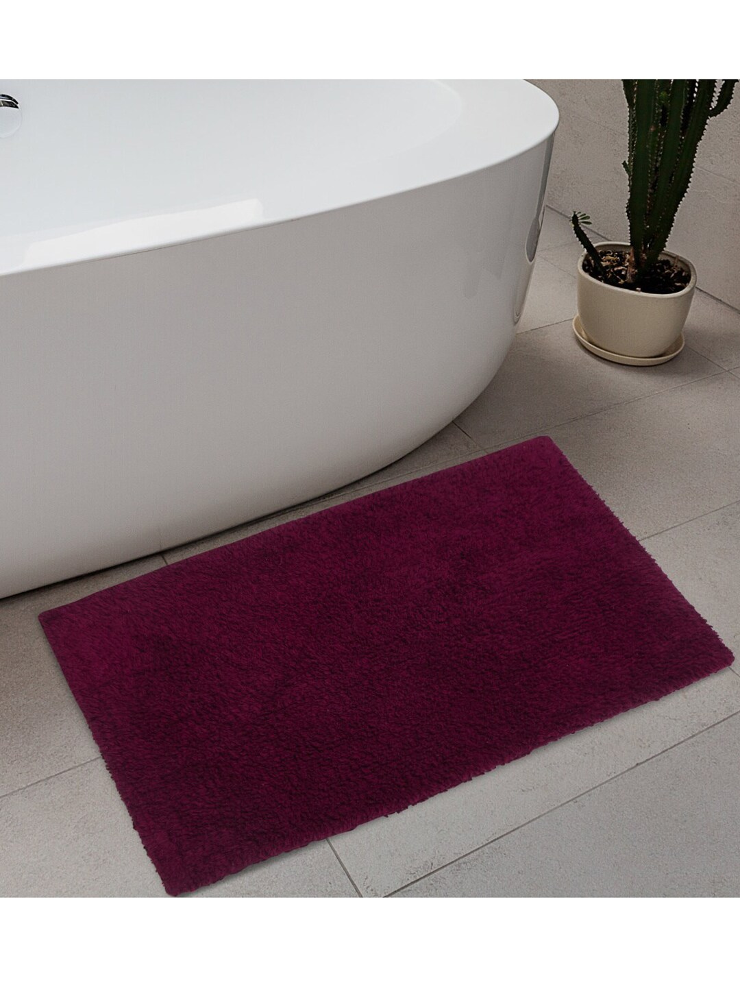 Home Centre Colour Connect Holda Purple Solid Cotton Anti Skid Rectangle Bath Mat Price in India