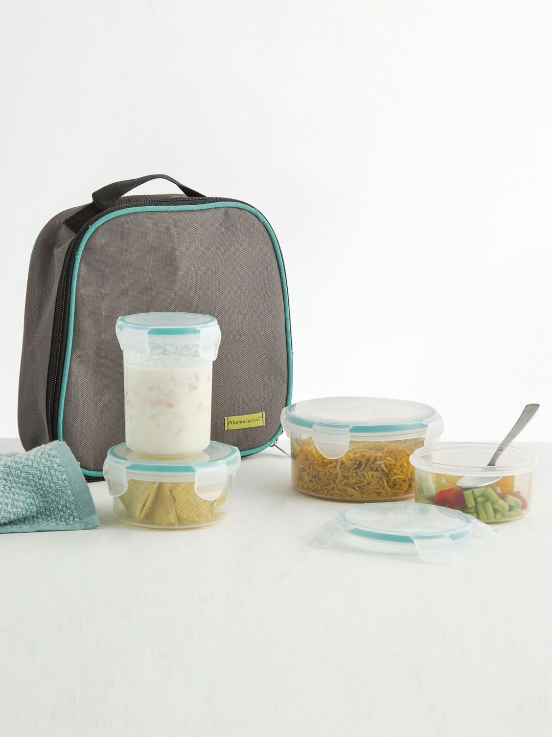 Home Centre Set Of 3 Transparent Plastic  Lunch Boxes - 600ml+325ml+300ml Price in India