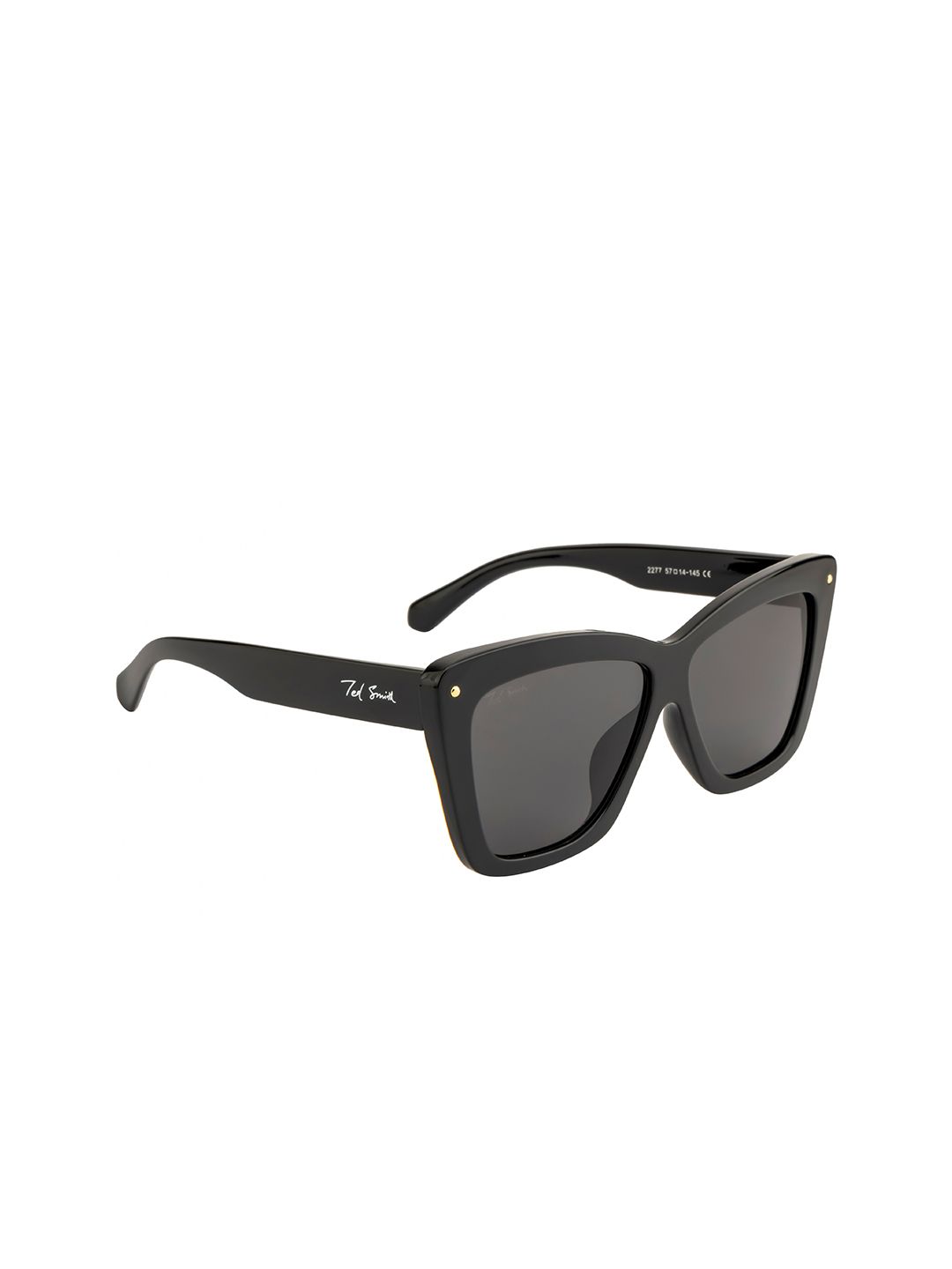 Ted Smith Women Grey Lens & Black Cateye Sunglasses with UV Protected Lens Price in India