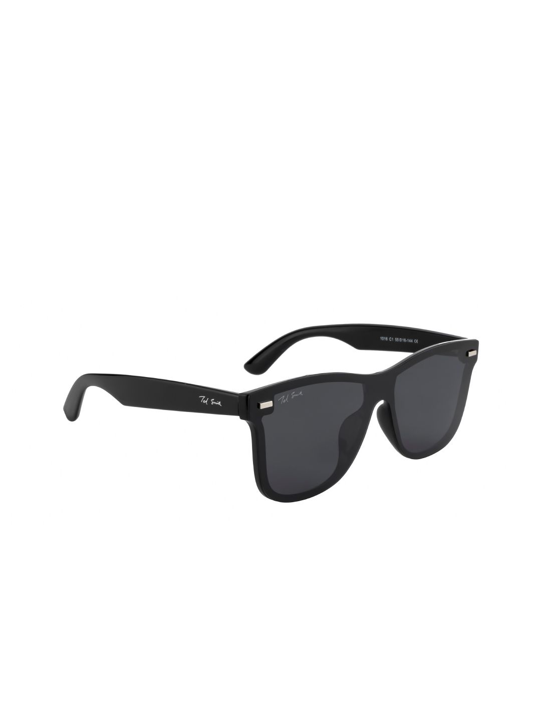 Ted Smith Unisex Black Lens & Black Wayfarer Sunglasses with Polarised and UV Protected Lens Price in India