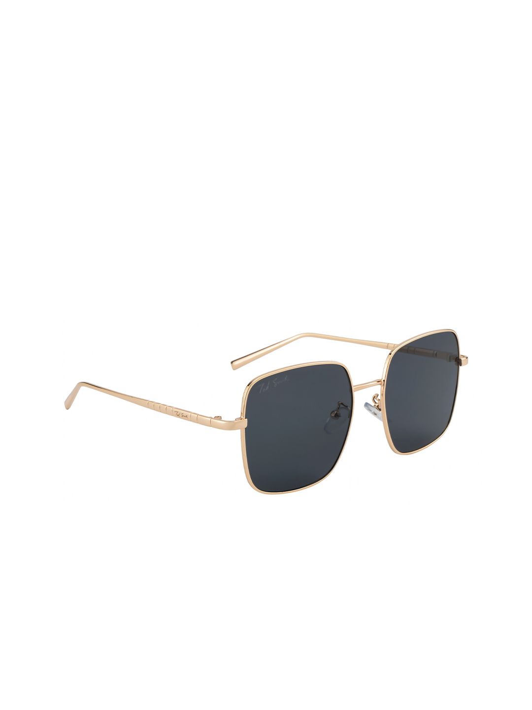 Ted Smith Unisex Grey Lens & Gold-Toned Square Sunglasses with UV Protected Lens Price in India