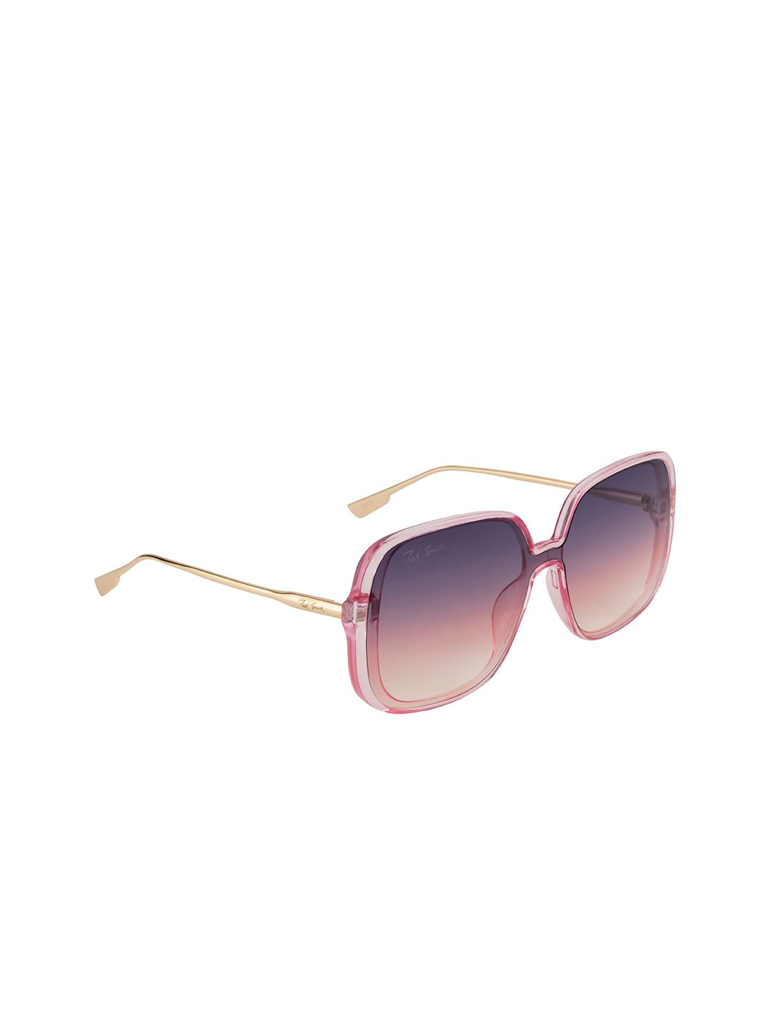 Ted Smith Unisex Pink Lens & Pink Oversized Sunglasses with UV Protected Lens Price in India