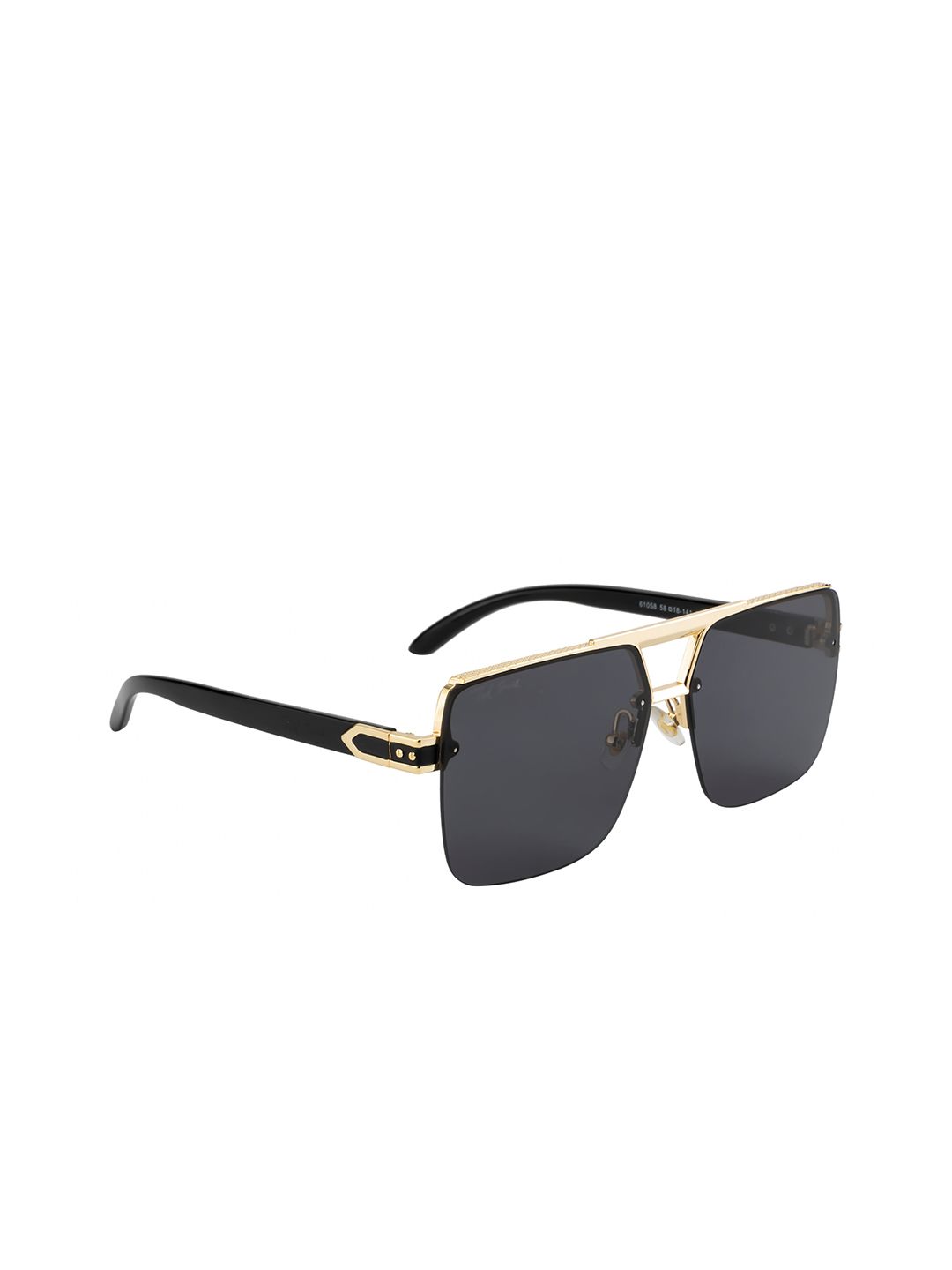 Ted Smith Unisex Grey Lens & Gold-Toned Aviator Sunglasses with UV Protected Lens Price in India