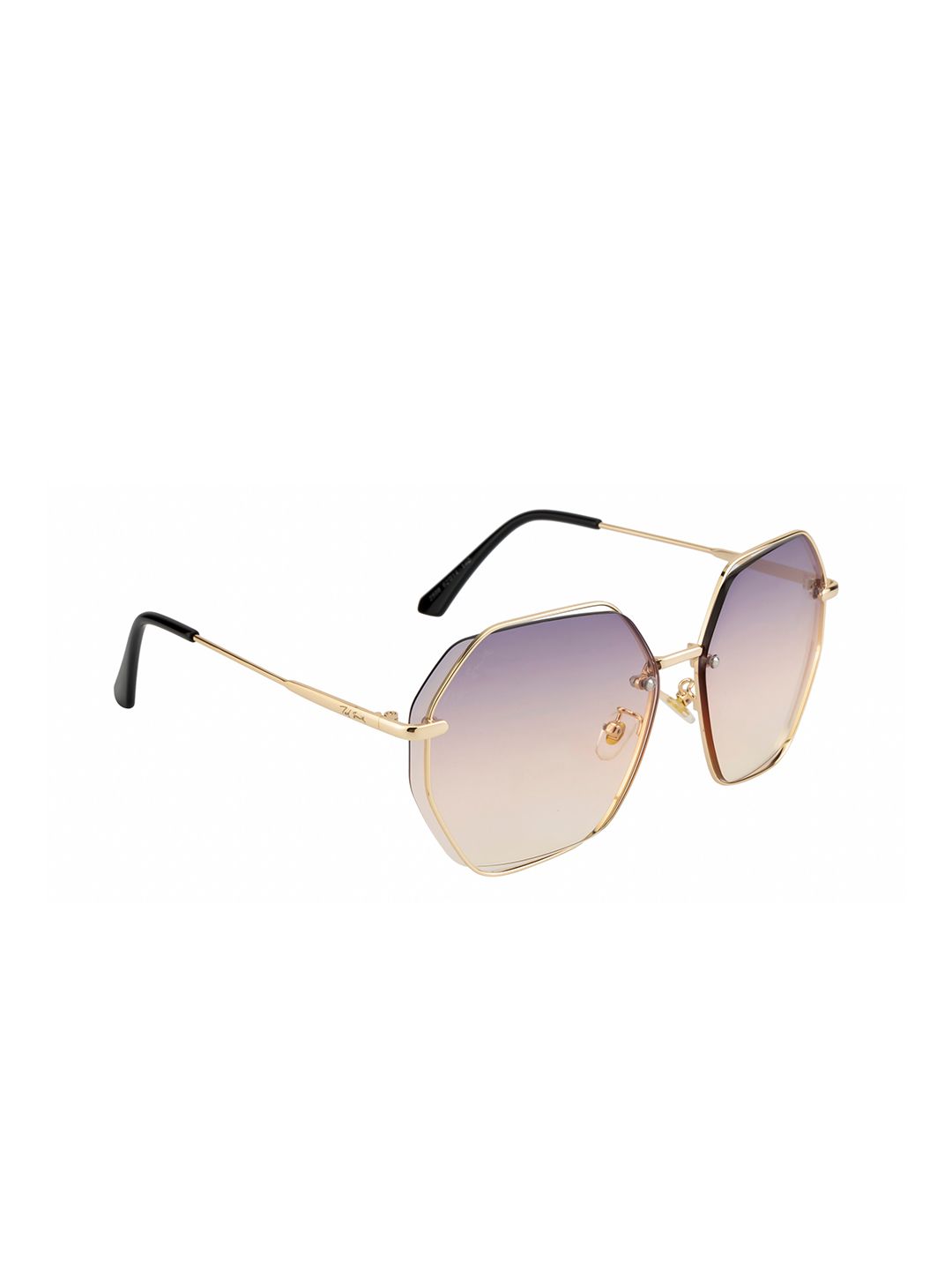 Ted Smith Unisex Pink Lens & Gold-Toned Oversized Sunglasses with UV Protected Lens Price in India