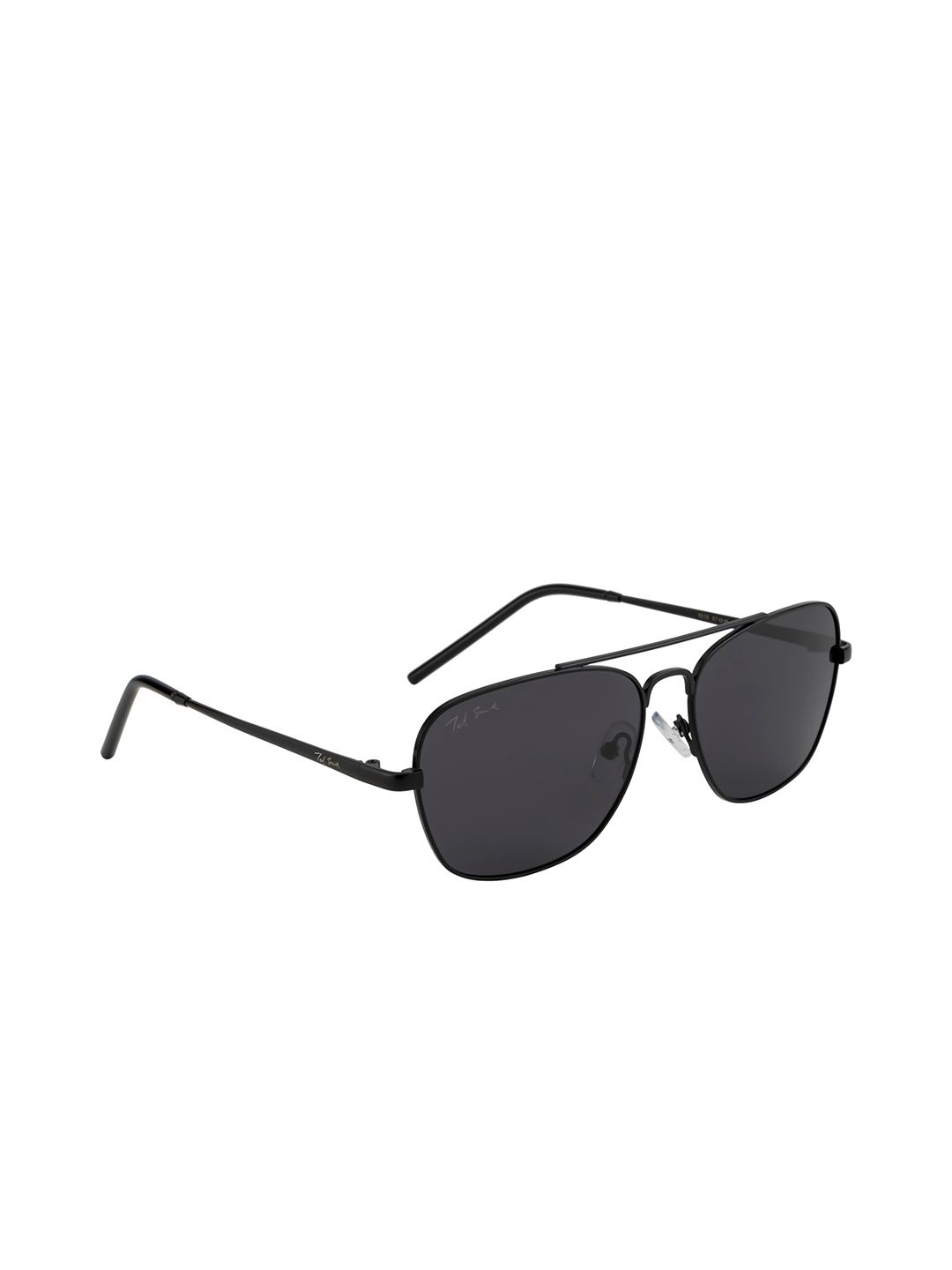 Ted Smith Unisex Grey Lens & Black Aviator Sunglasses with Polarised and UV Protected Lens Price in India