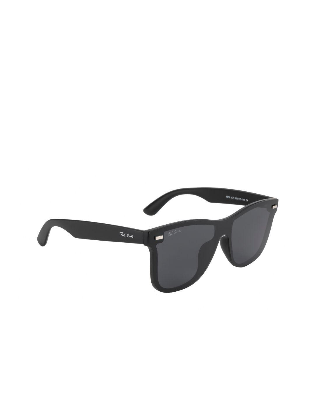 Ted Smith Unisex Grey Lens & Black Wayfarer Sunglasses with Polarised and UV Protected Lens Price in India