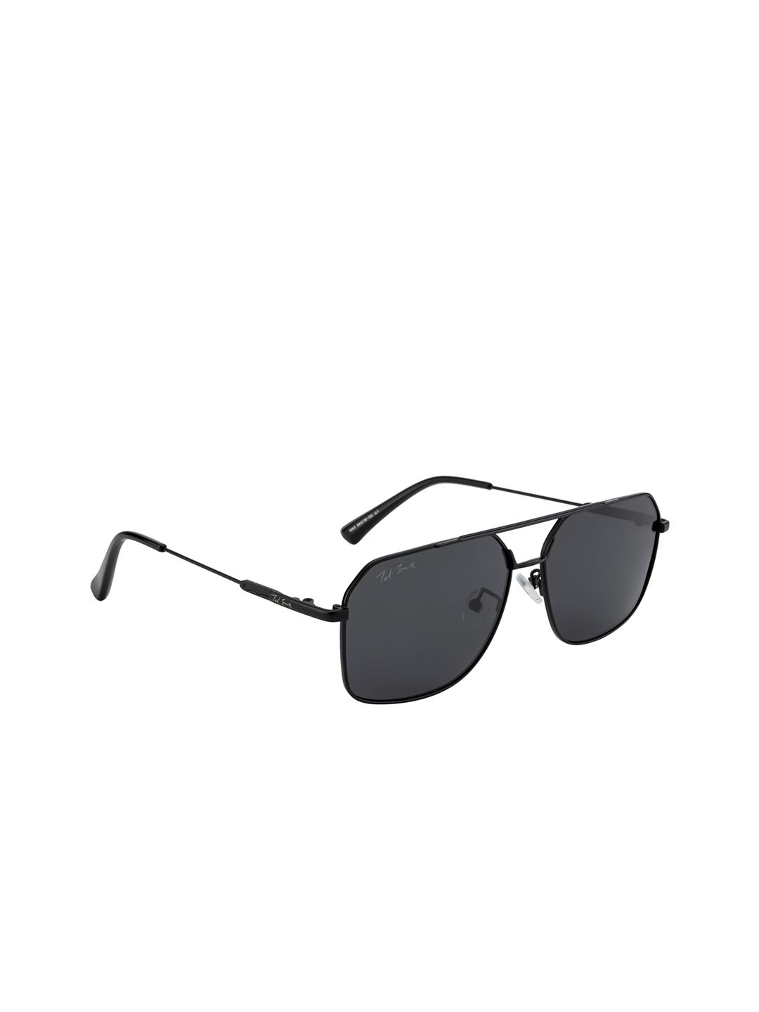 Ted Smith Unisex Black Lens & Black Aviator Sunglasses with Polarised and UV Protected Lens Price in India