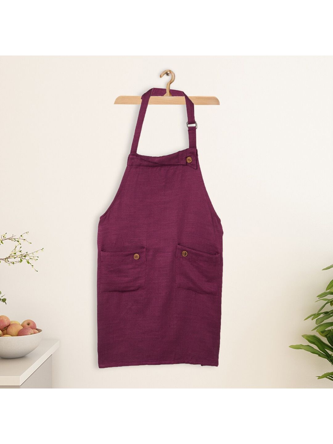 Home Centre Purple Cotton Solid Kitchen Apron Price in India