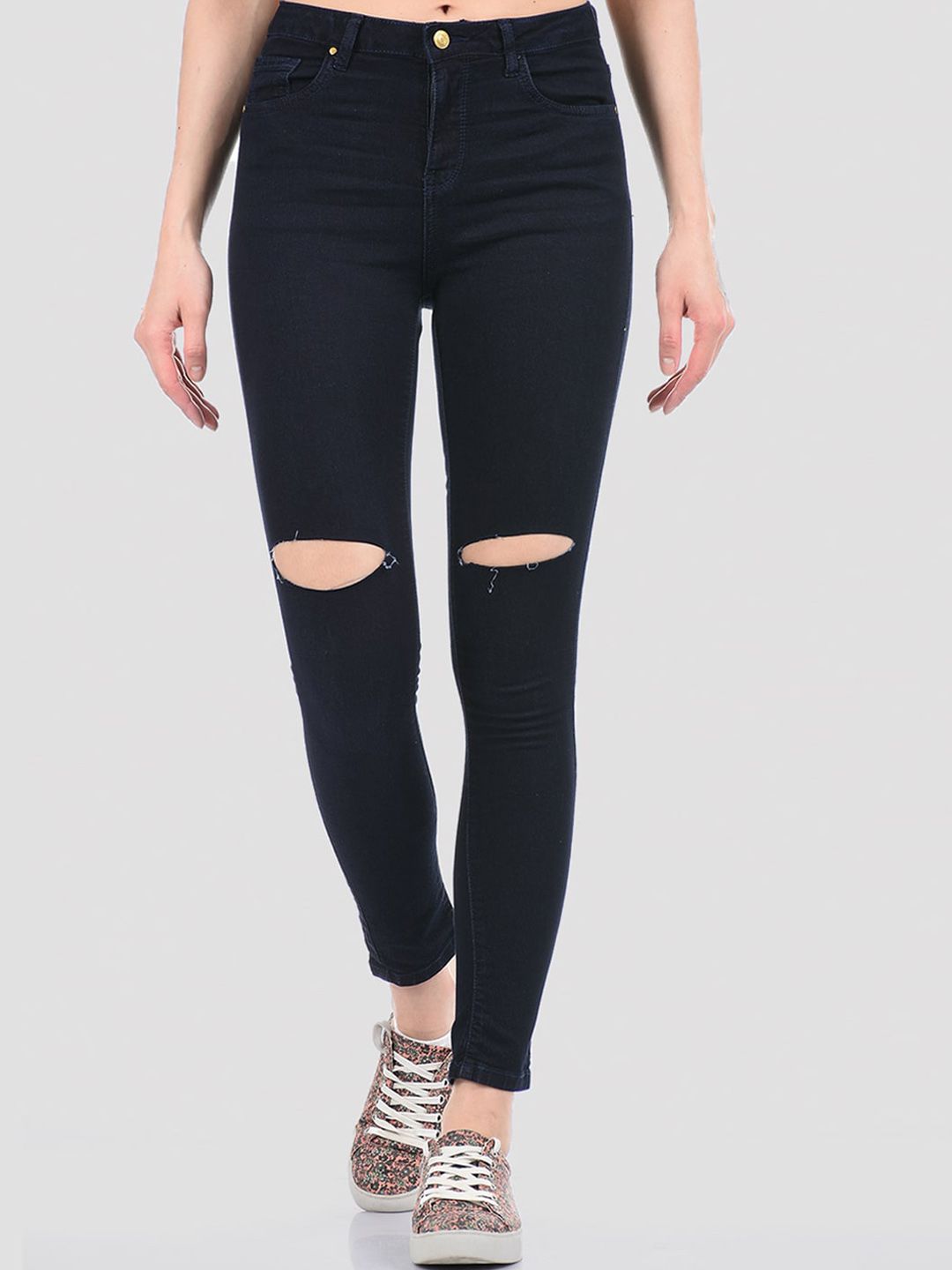 TALIA Women Blue Skinny Fit Slash Knee Stretchable Jeans