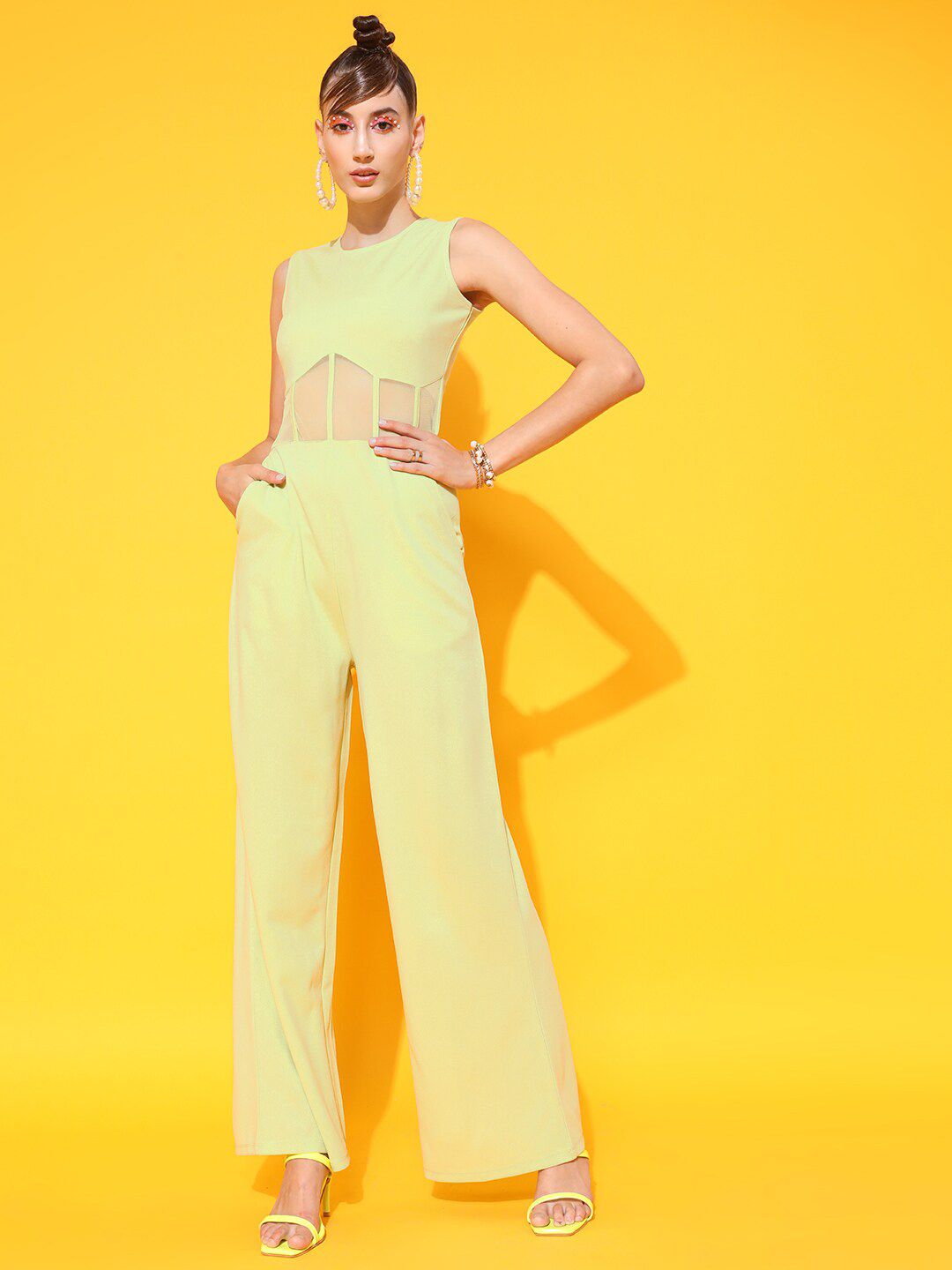 STREET 9 Lime Green Basic Jumpsuit Price in India
