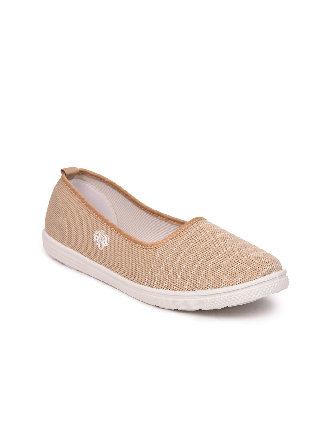 Liberty Women Beige Woven Design PU Slip-On Sneakers Price in India