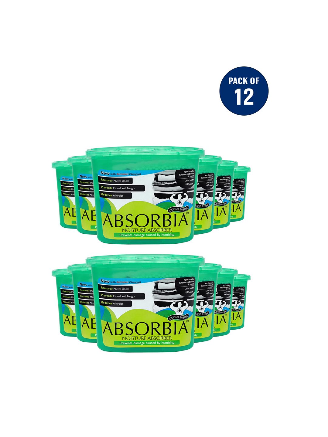 Absorbia Set of 12 White Moisture Absorber & Odour Buster with Activated Charcoal Price in India