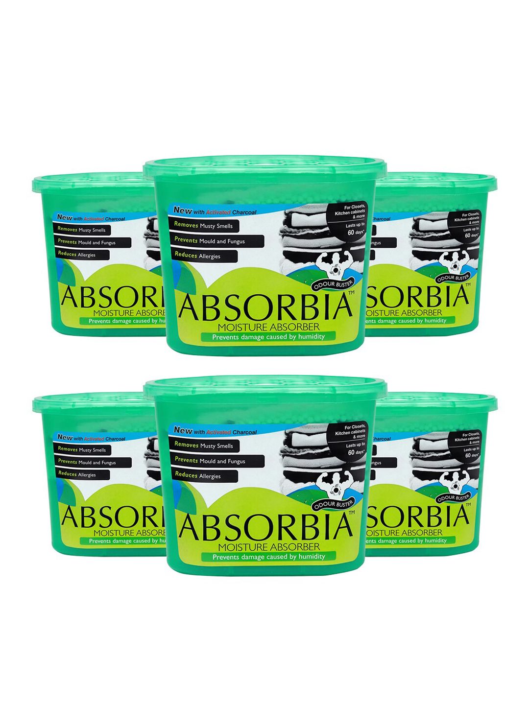 Absorbia Unisex Green Pack of 6 Moisture Absorber & Odour Buster Price in India
