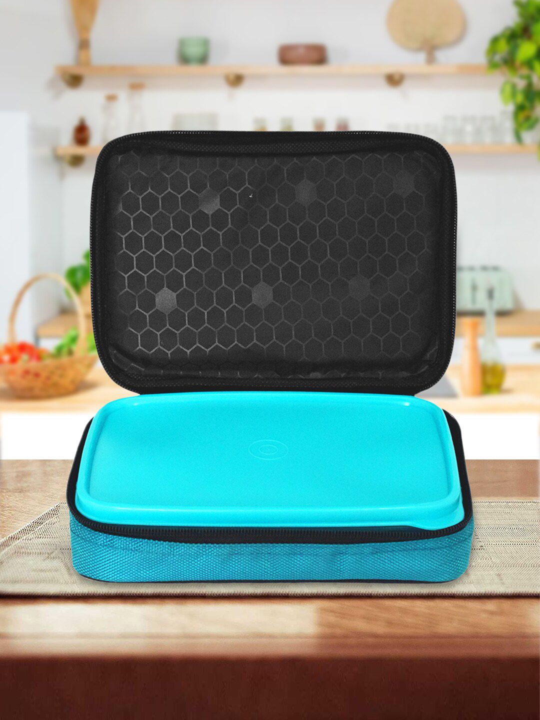 Kuber Industries Sea Green Compact Lunch Box With 2 Containers & Cover Price in India