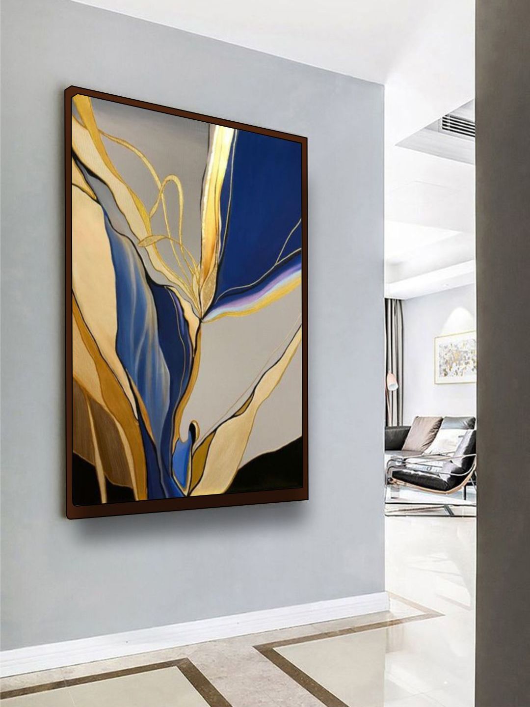 The Art House Brown & Blue Abstract Painting Wall Art Price in India