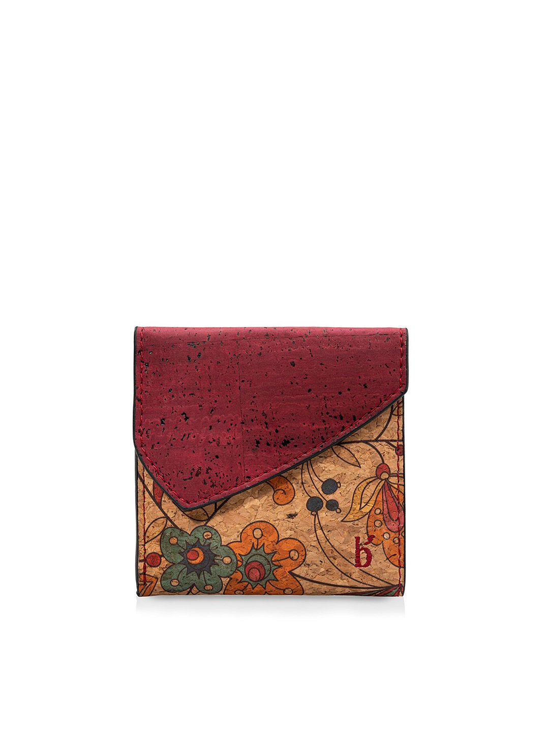 Beej Unisex Peach-Coloured & Orange Textured Three Fold Wallet Price in India