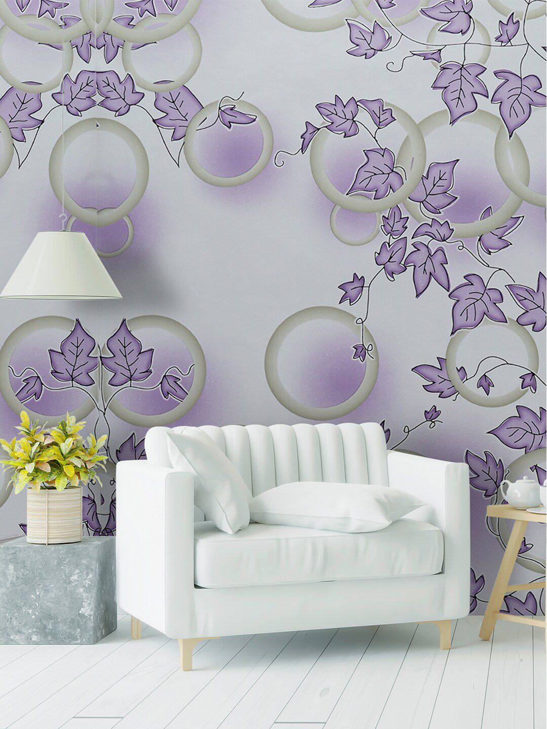 Rubix Home Purple Floral Printed Wallpaper Price in India