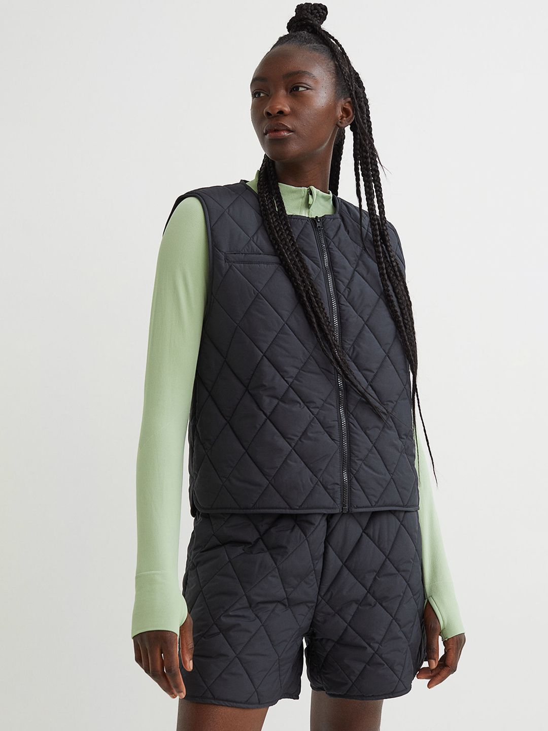 H&M Women Black Quilted Gilet Price in India