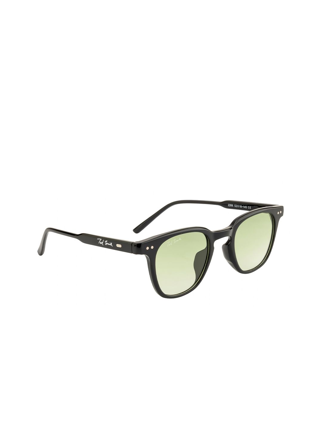 Ted Smith Unisex Green Lens & Black Wayfarer Sunglasses with UV Protected Lens Price in India