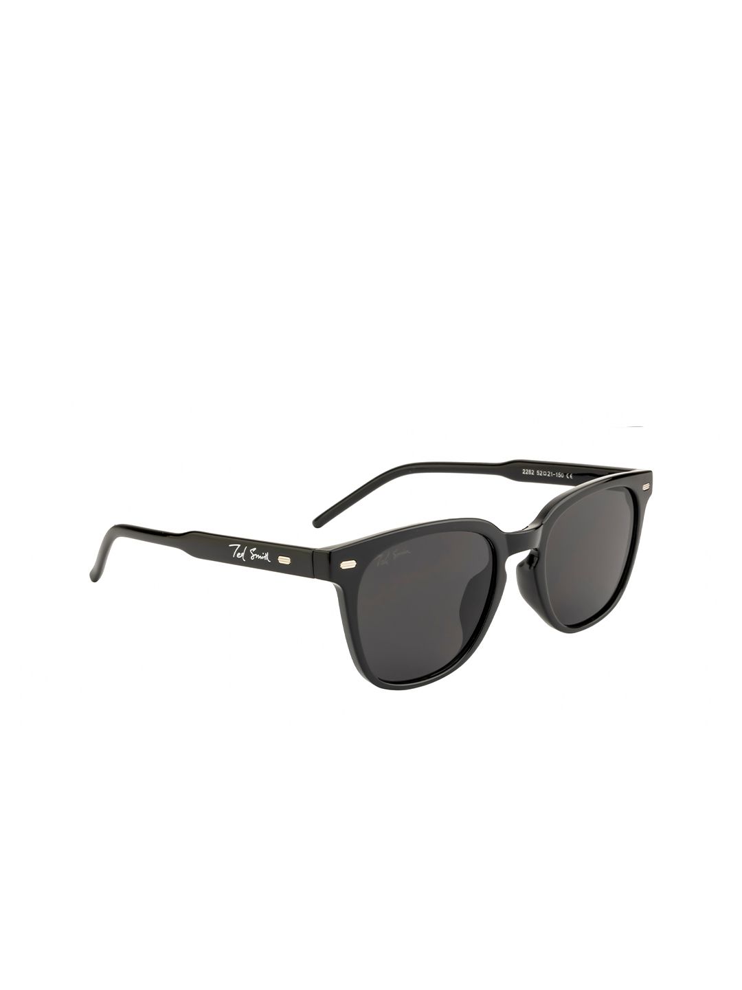 Ted Smith Unisex Grey Lens & Black Wayfarer Sunglasses with UV Protected Lens Price in India