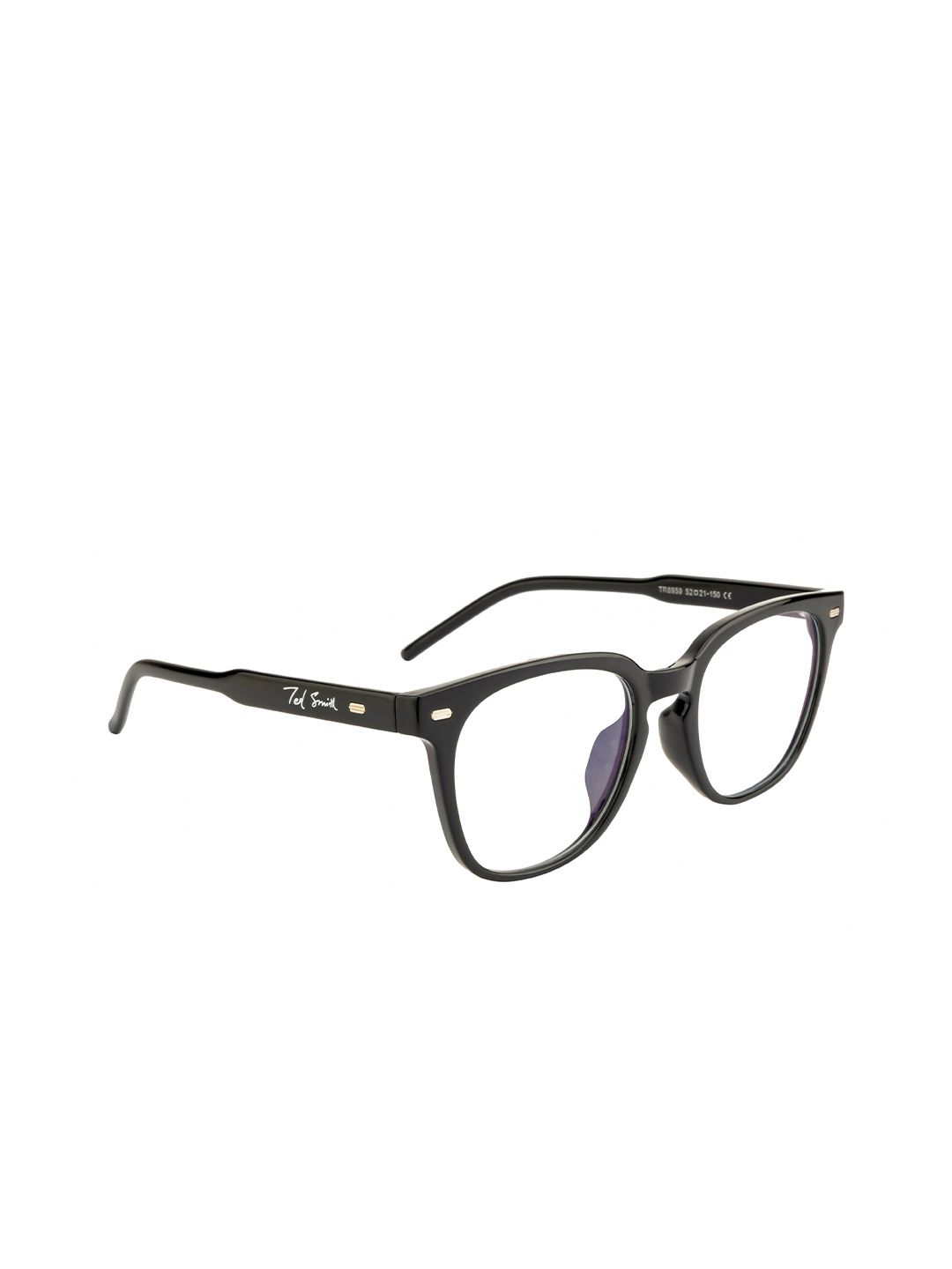 Ted Smith Unisex Clear Lens & Black Wayfarer Sunglasses with UV Protected Lens Price in India