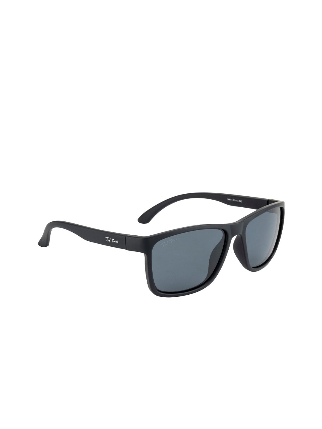 Ted Smith Unisex Grey Lens & Black Wayfarer Sunglasses with Polarised and UV Protected Lens Price in India