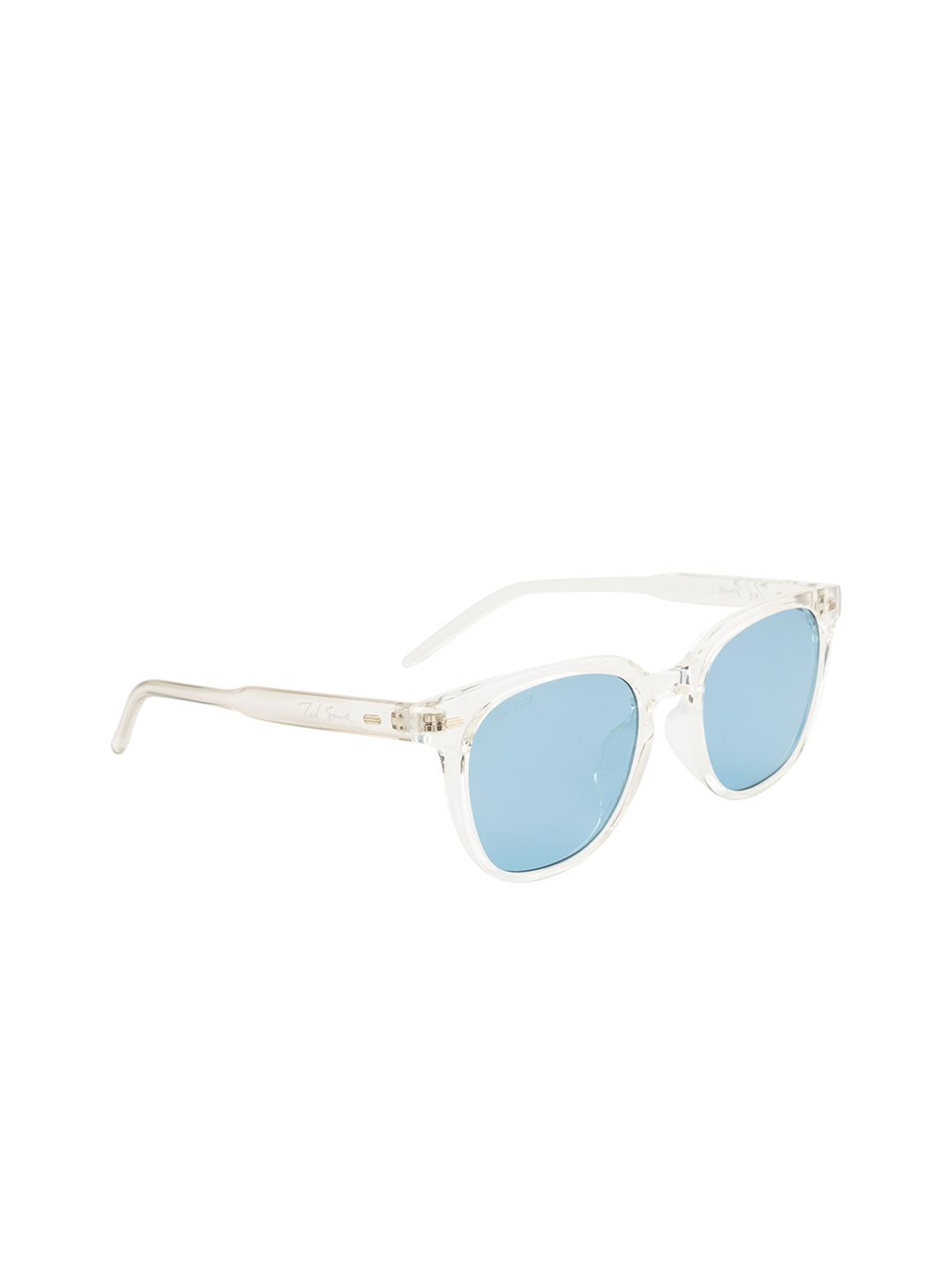 Ted Smith Unisex Blue Lens & White Wayfarer Sunglasses with UV Protected Lens Price in India