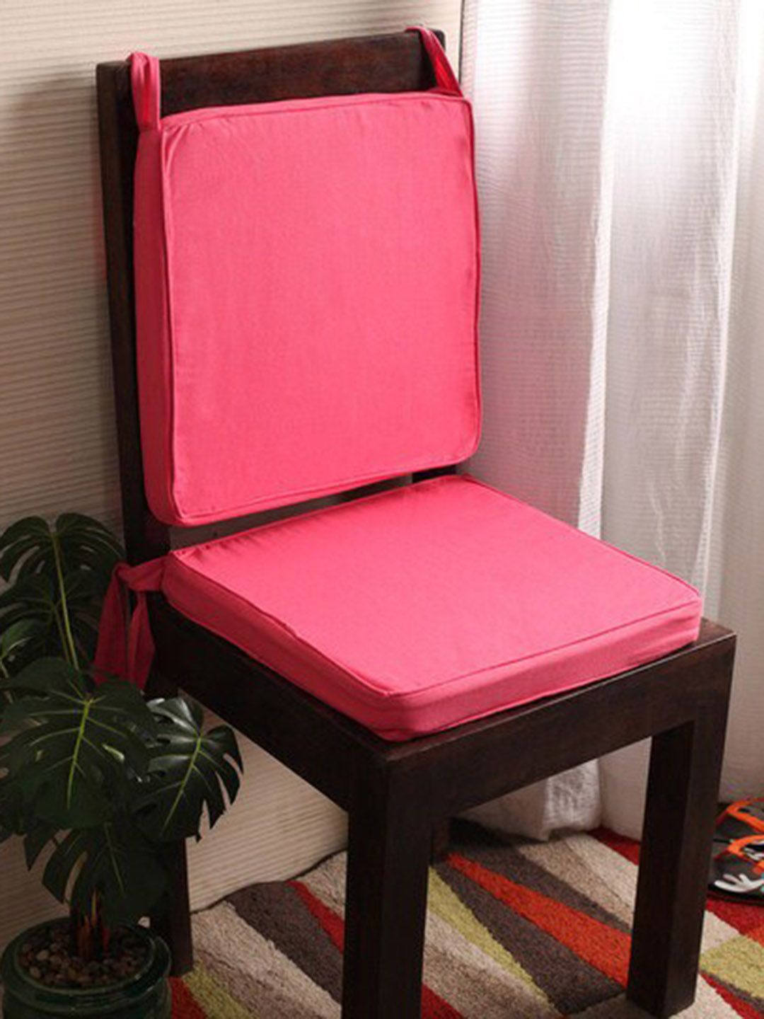 Lushomes Pink Solid Set Of 2 Chair Pads Price in India