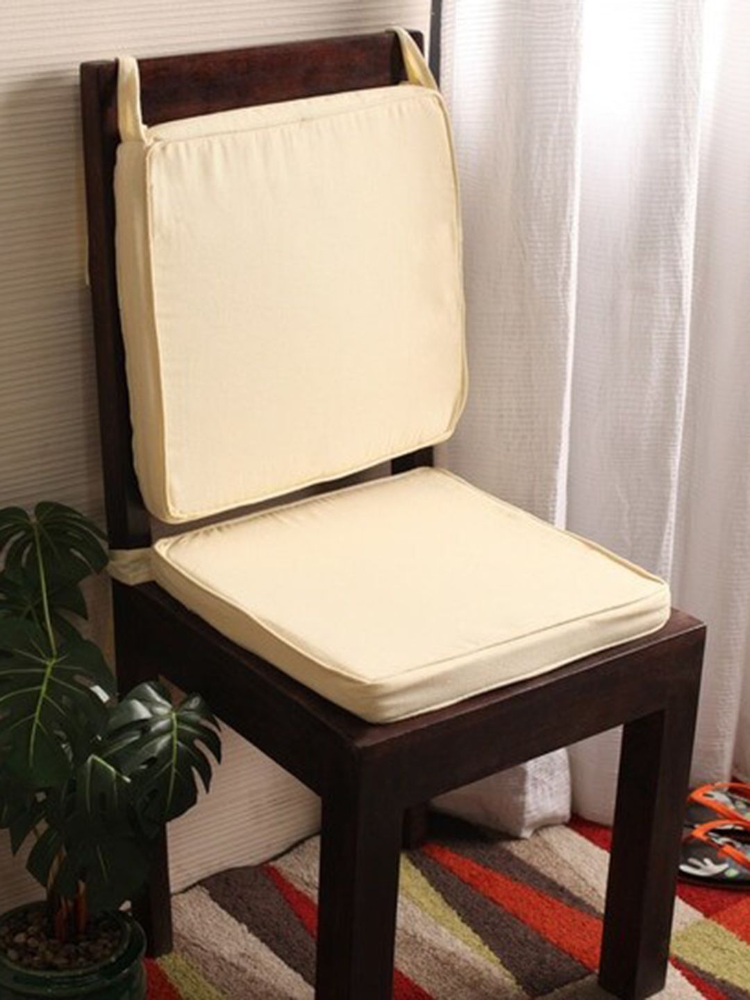 Lushomes Set Of 2 Off White Solid Cottton Chair Pads Price in India