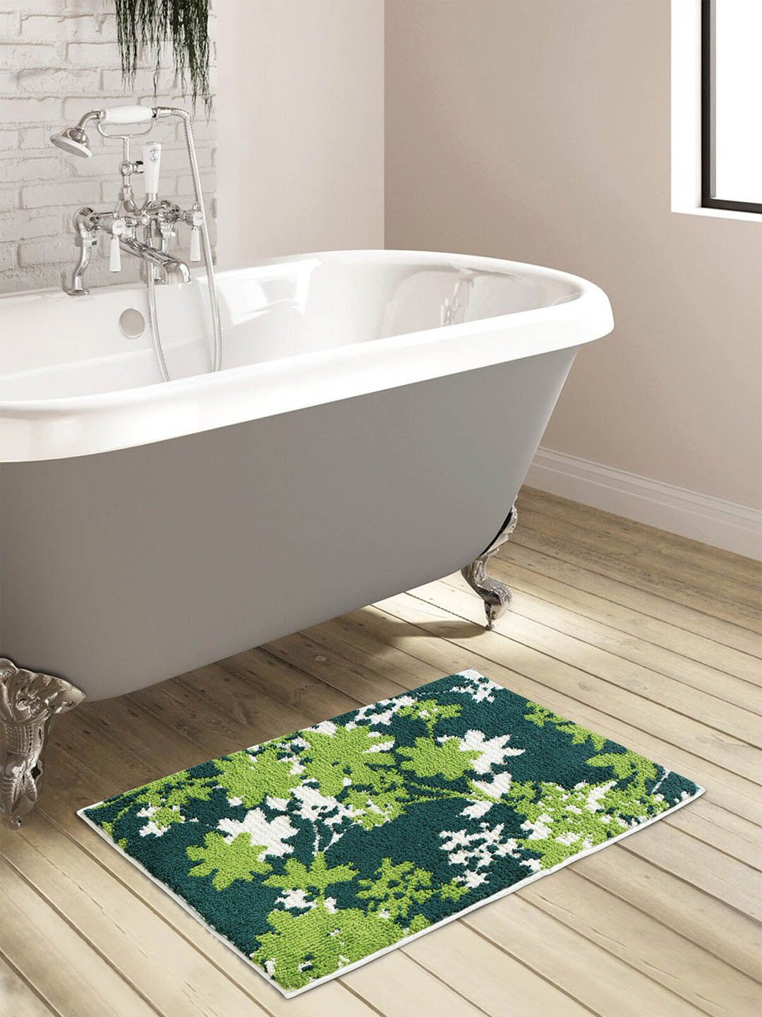 OBSESSIONS Green 1800 GSM Anti-Skid Bath Rug Price in India