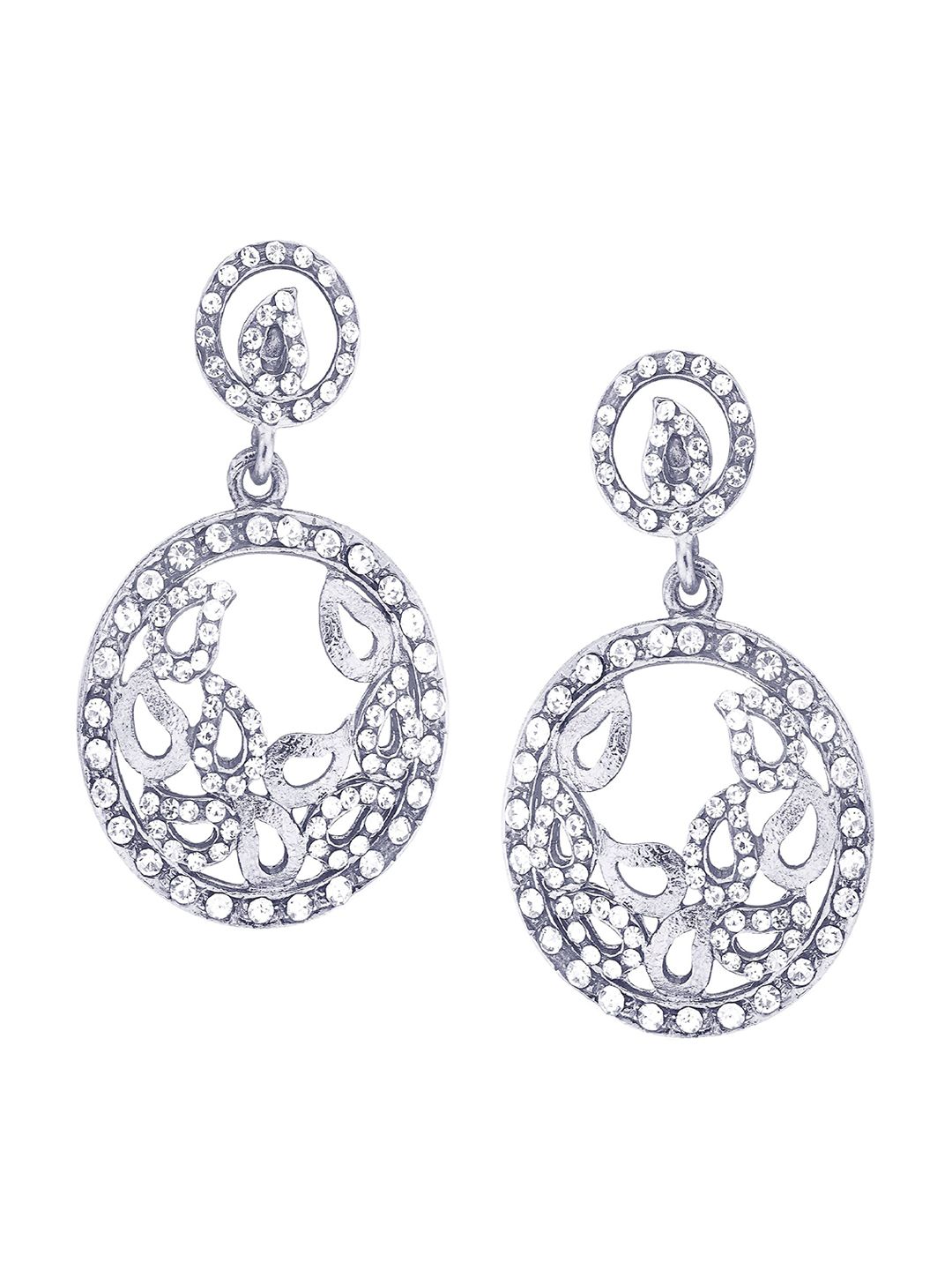 Kshitij Jewels Silver-Toned Contemporary Drop Earrings Price in India