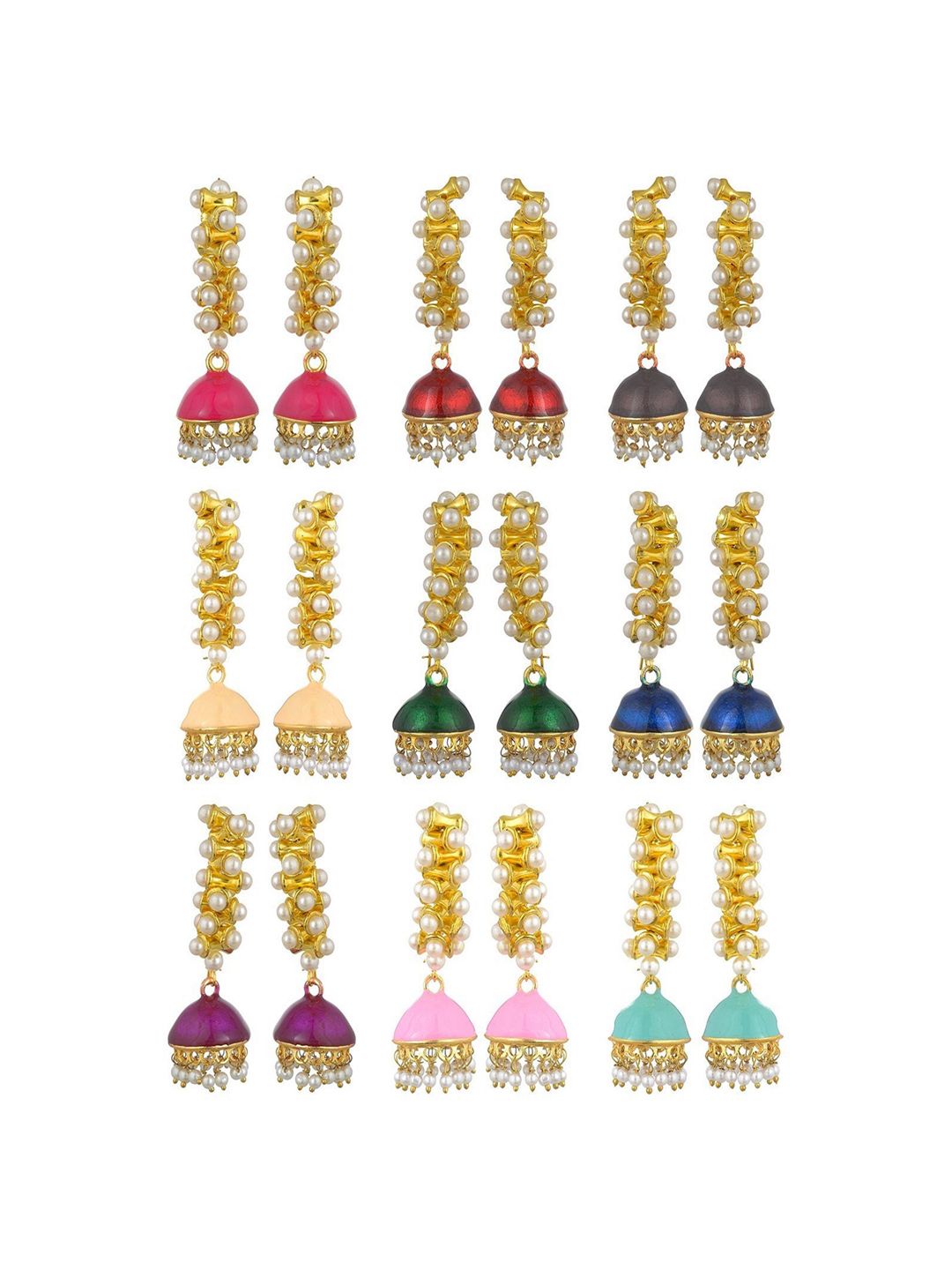 Kshitij Jewels Multicoloured Contemporary Jhumkas Earrings Price in India