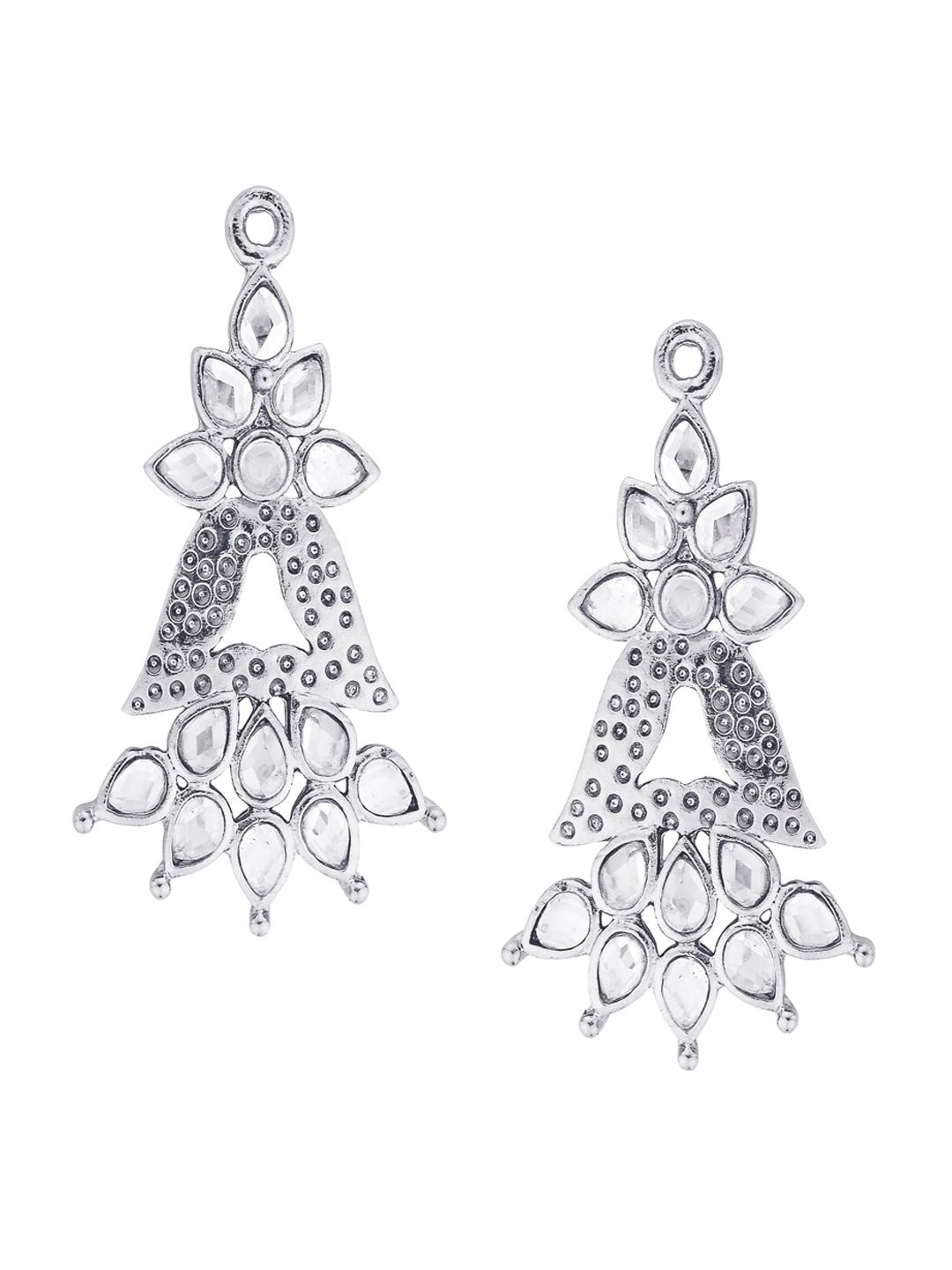 Kshitij Jewels Silver-Toned Contemporary Drop Earrings Price in India