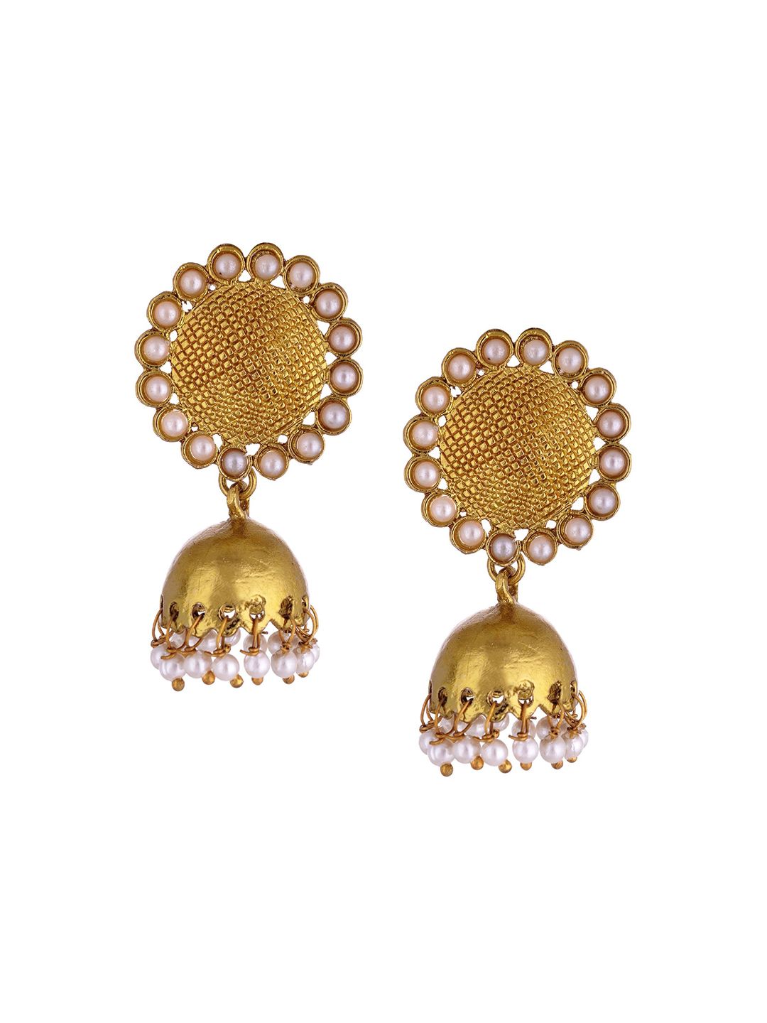 Kshitij Jewels White Contemporary Jhumkas Earrings Price in India