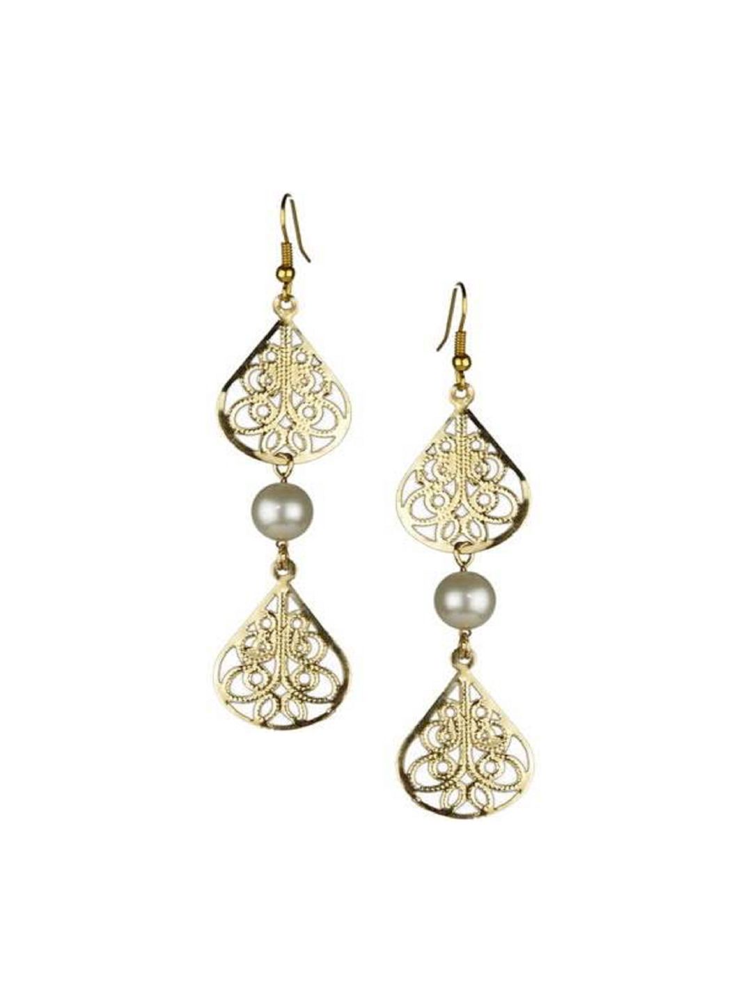 Kshitij Jewels Silver-Toned Contemporary Drop Earrings Price in India