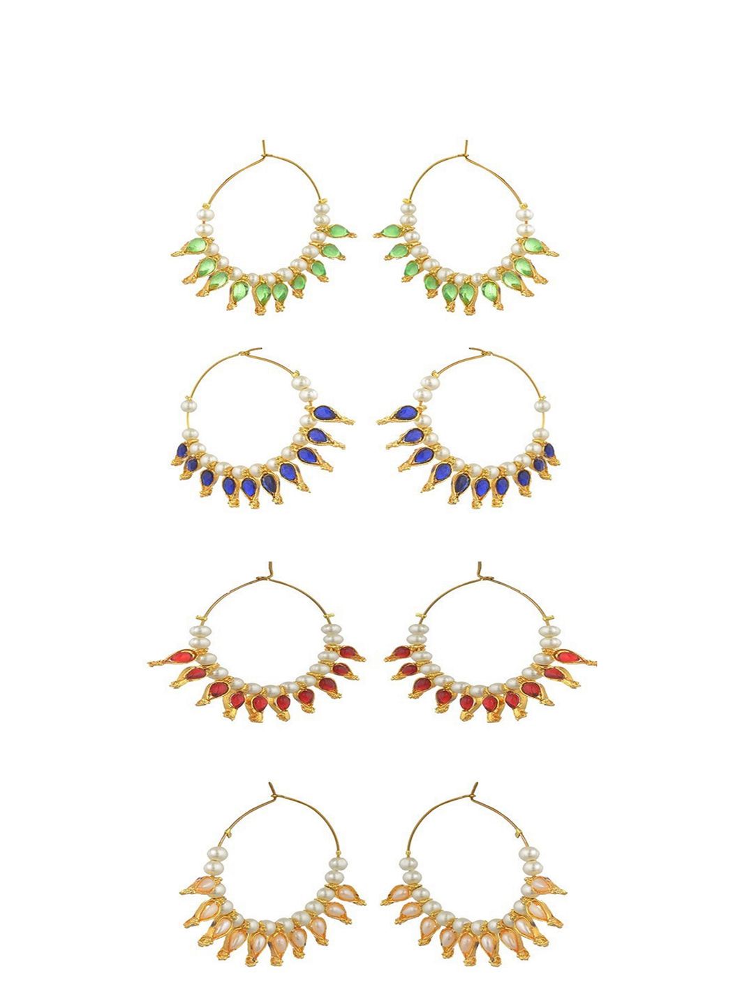 Kshitij Jewels Multicoloured Contemporary Hoop Earrings Price in India