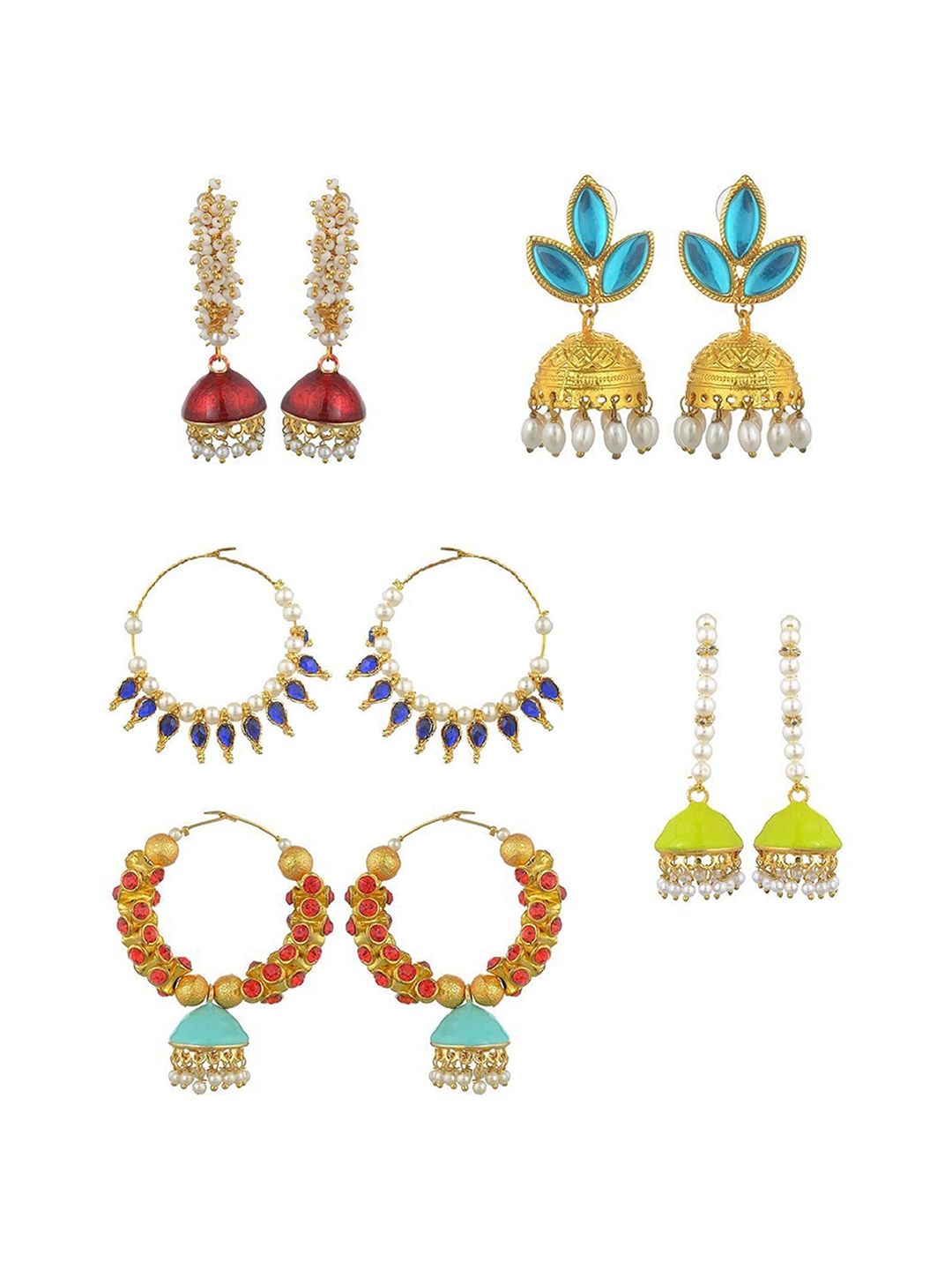 Kshitij Jewels Multicoloured Contemporary Jhumkas Earrings Price in India