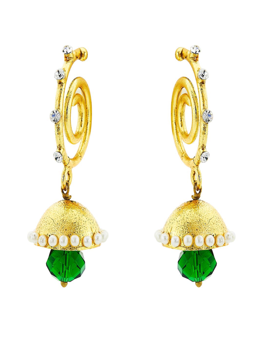 Kshitij Jewels Green Contemporary Jhumkas Earrings Price in India