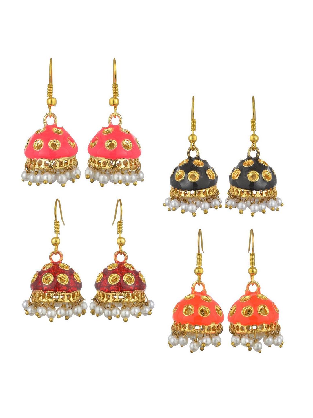 Kshitij Jewels Multicoloured Contemporary Jhumkas Earrings Price in India