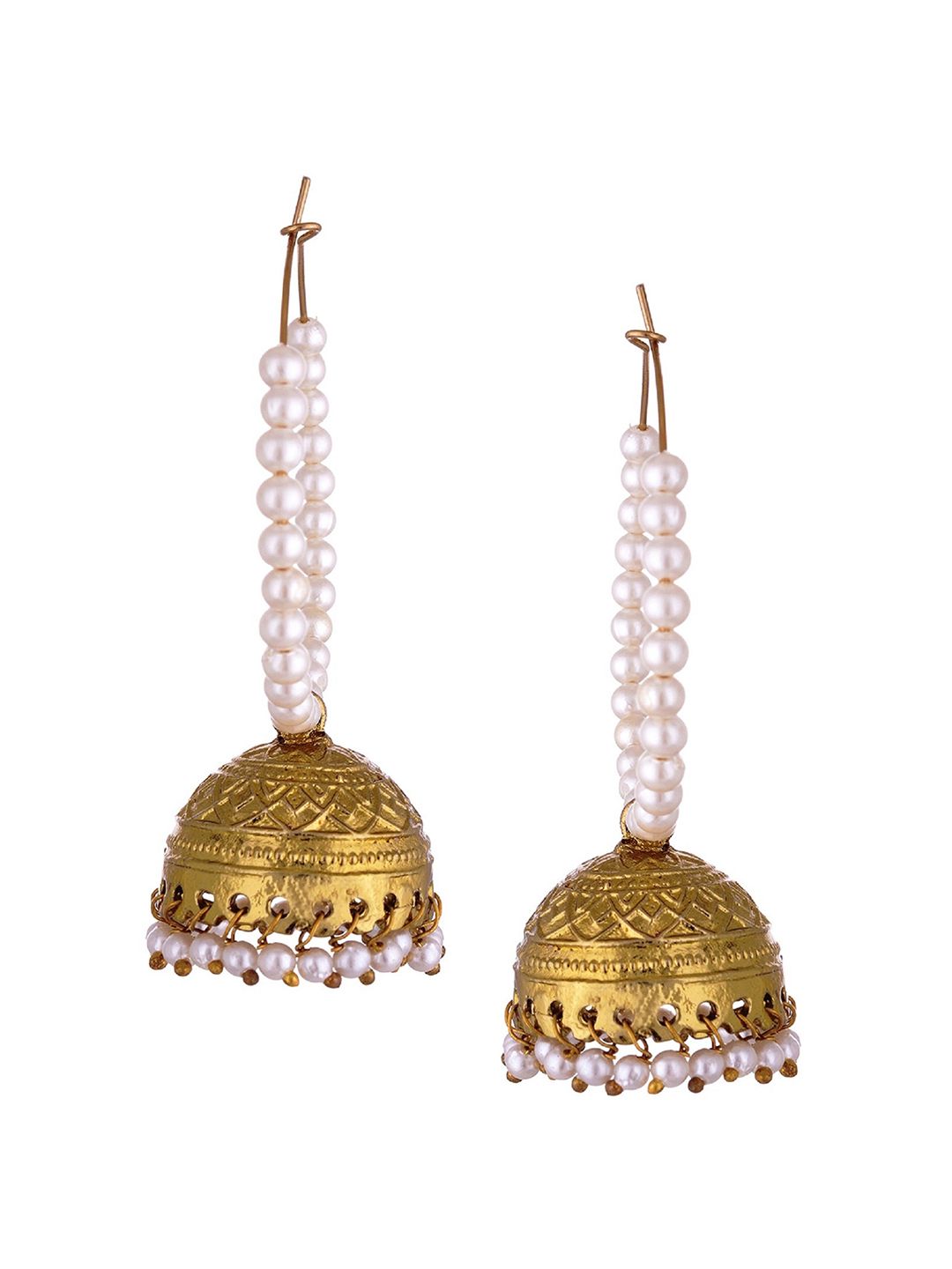 Kshitij Jewels Gold-Toned Contemporary Jhumkas Earrings Price in India