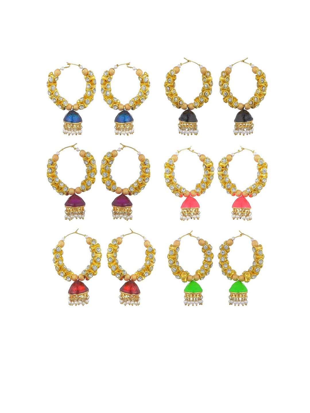 Kshitij Jewels Multicoloured Contemporary Hoop Earrings Price in India