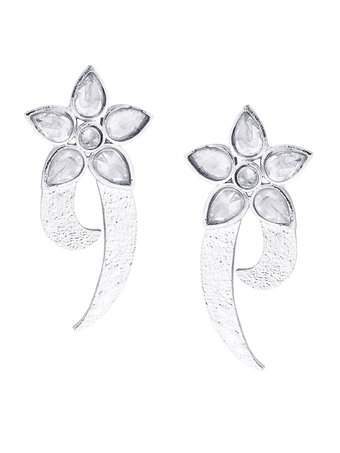 Kshitij Jewels Silver-Toned Contemporary Studs Earrings Price in India