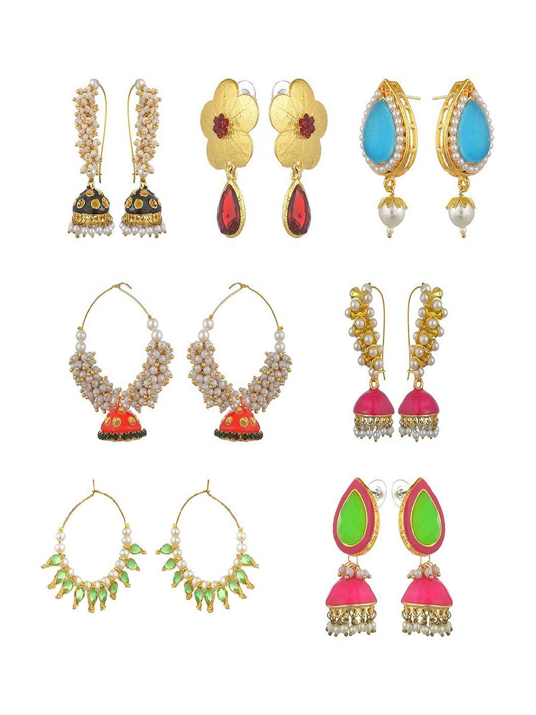 Kshitij Jewels Multicoloured Contemporary Drop Earrings Price in India