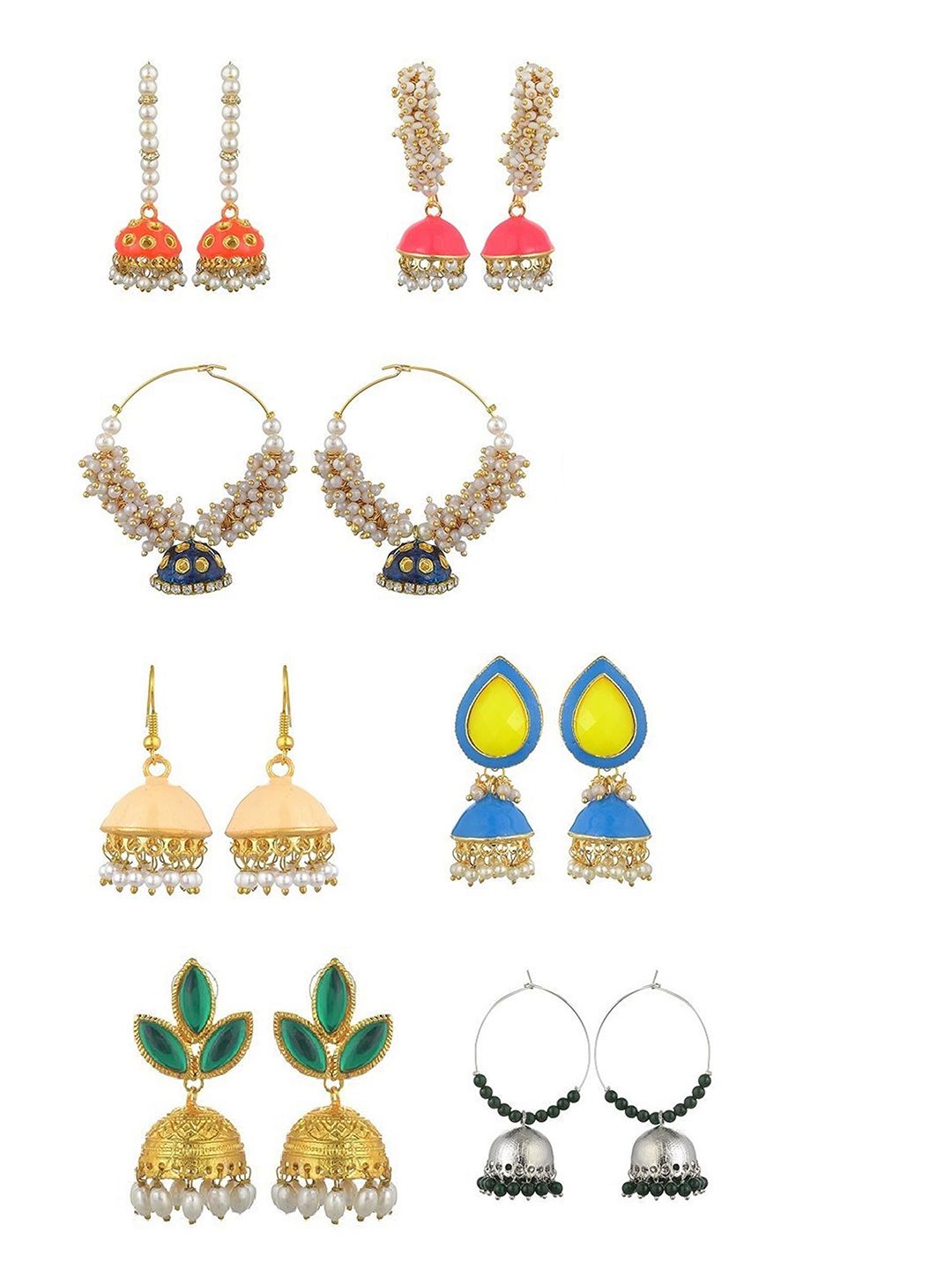 Kshitij Jewels Multicoloured Contemporary Jhumkas Earrings Price in India