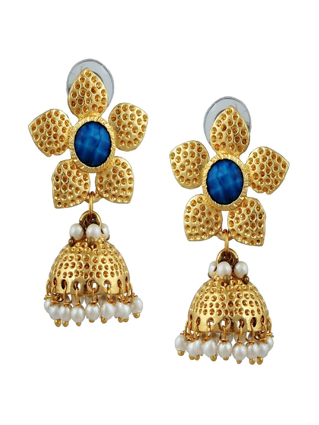 Kshitij Jewels Blue Contemporary Jhumkas Earrings Price in India