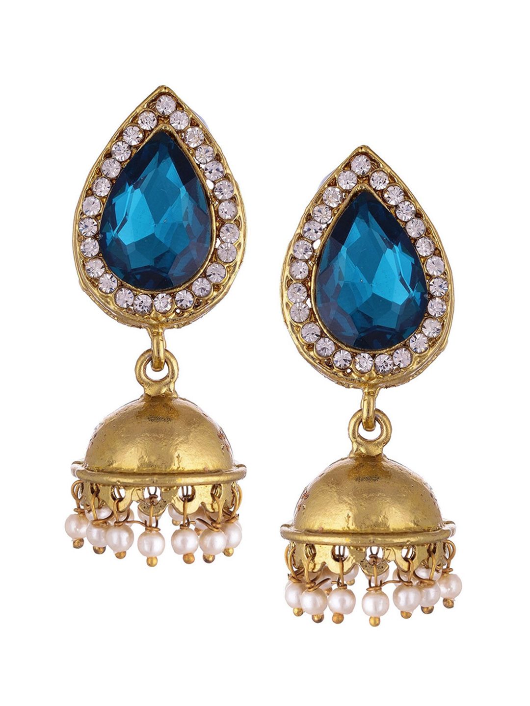 Kshitij Jewels Blue Contemporary Jhumkas Earrings Price in India