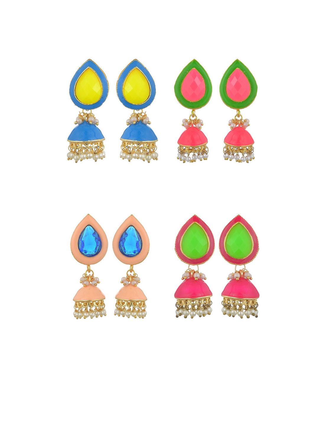 Kshitij Jewels Multicoloured Contemporary Jhumkas Earrings Price in India