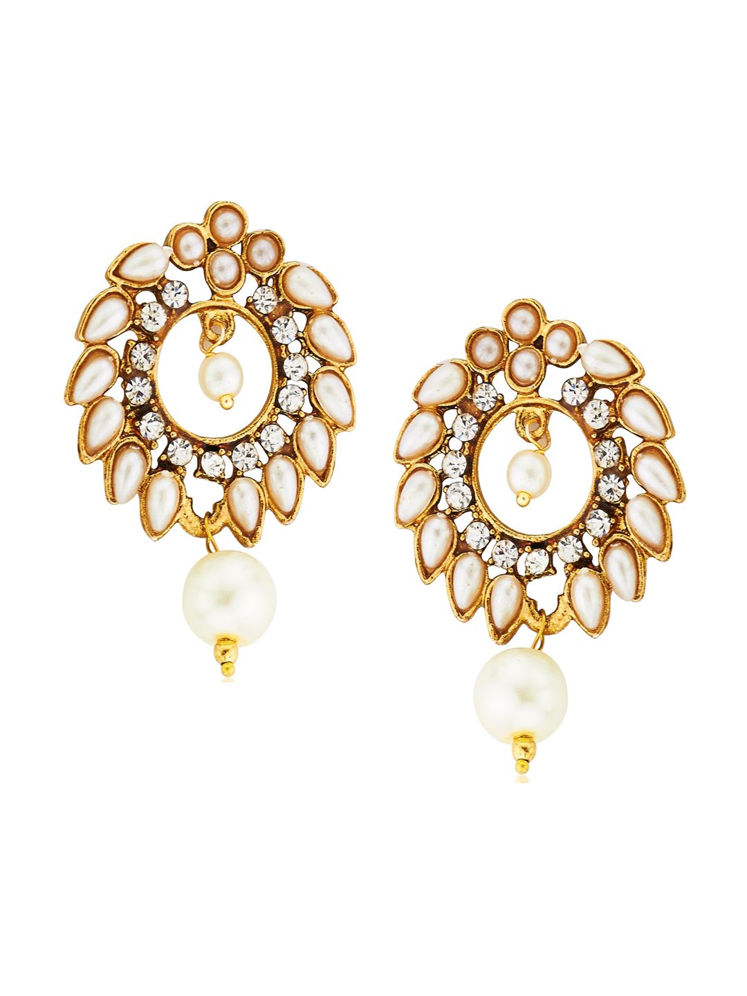 Kshitij Jewels White Contemporary Drop Earrings Price in India