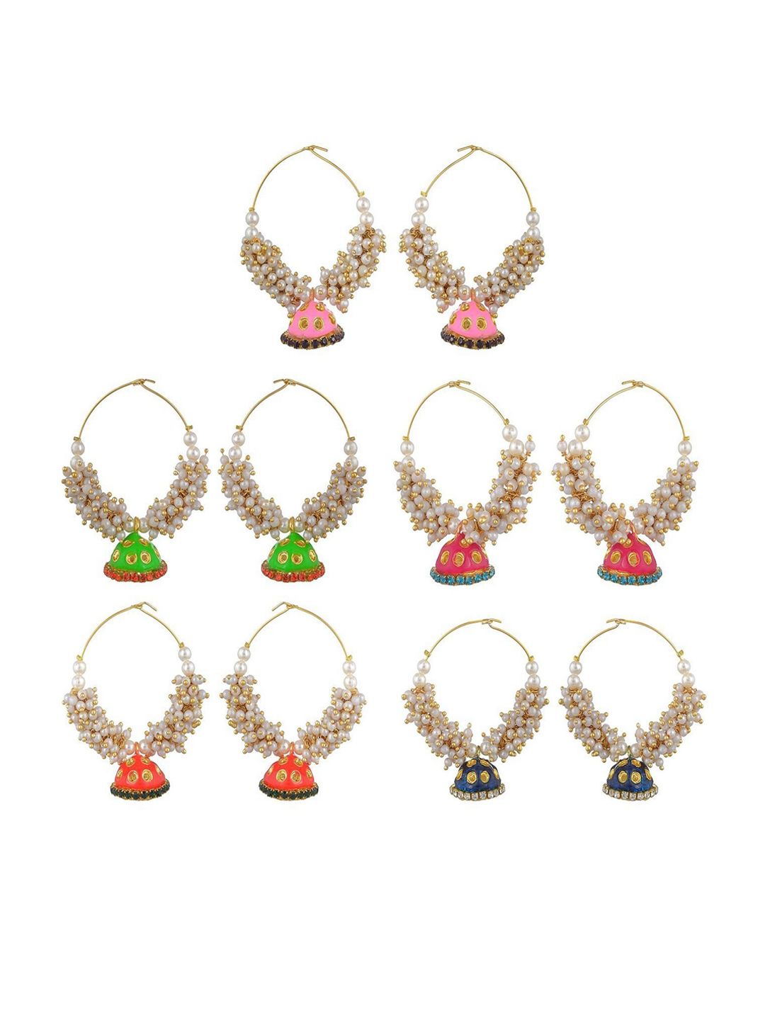 Kshitij Jewels Multicoloured Contemporary Hoop Earrings Price in India