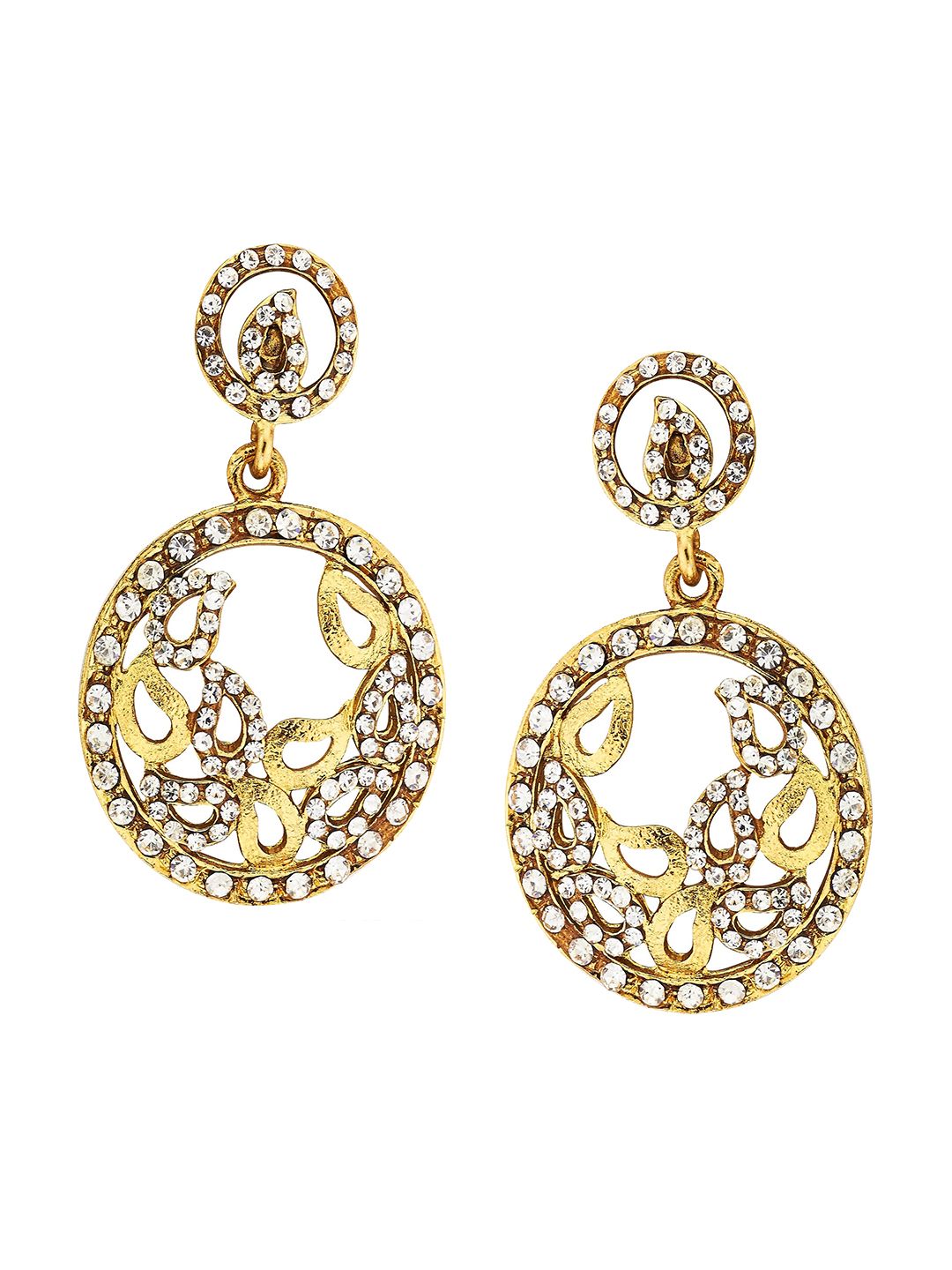 Kshitij Jewels Gold-Toned Contemporary Drop Earrings Price in India